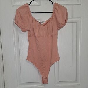Peach Puff Sleeve Bodysuit